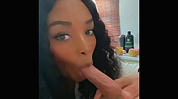 Ebony Enjoys Sucking White Cock'